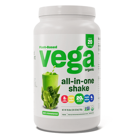 Vega One Organic All-in-One Plant Protein Powder  Unsweetened  20g Protein  1.7lb 26.9oz
