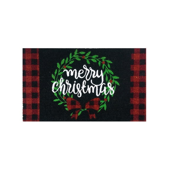 Briarwood Lane Coir Doormat 30x18 Christmas Wreath Natural Fiber For Christmas Coir Doormat