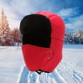 thumbnail image 2 of Clearance! Fdelink Trapper Hat Winter Hats Men and Women Thunderheads Hat Thickened Ear Protection Face Protection Cap Red, 2 of 3