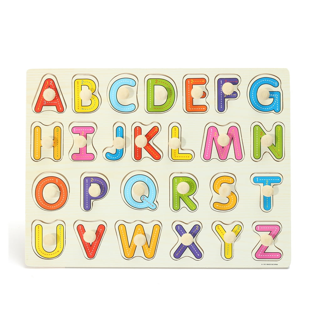 Wooden Zoo Animal / Alphabet ABC Peg Jigsaw Puzzle Toy Early Learning