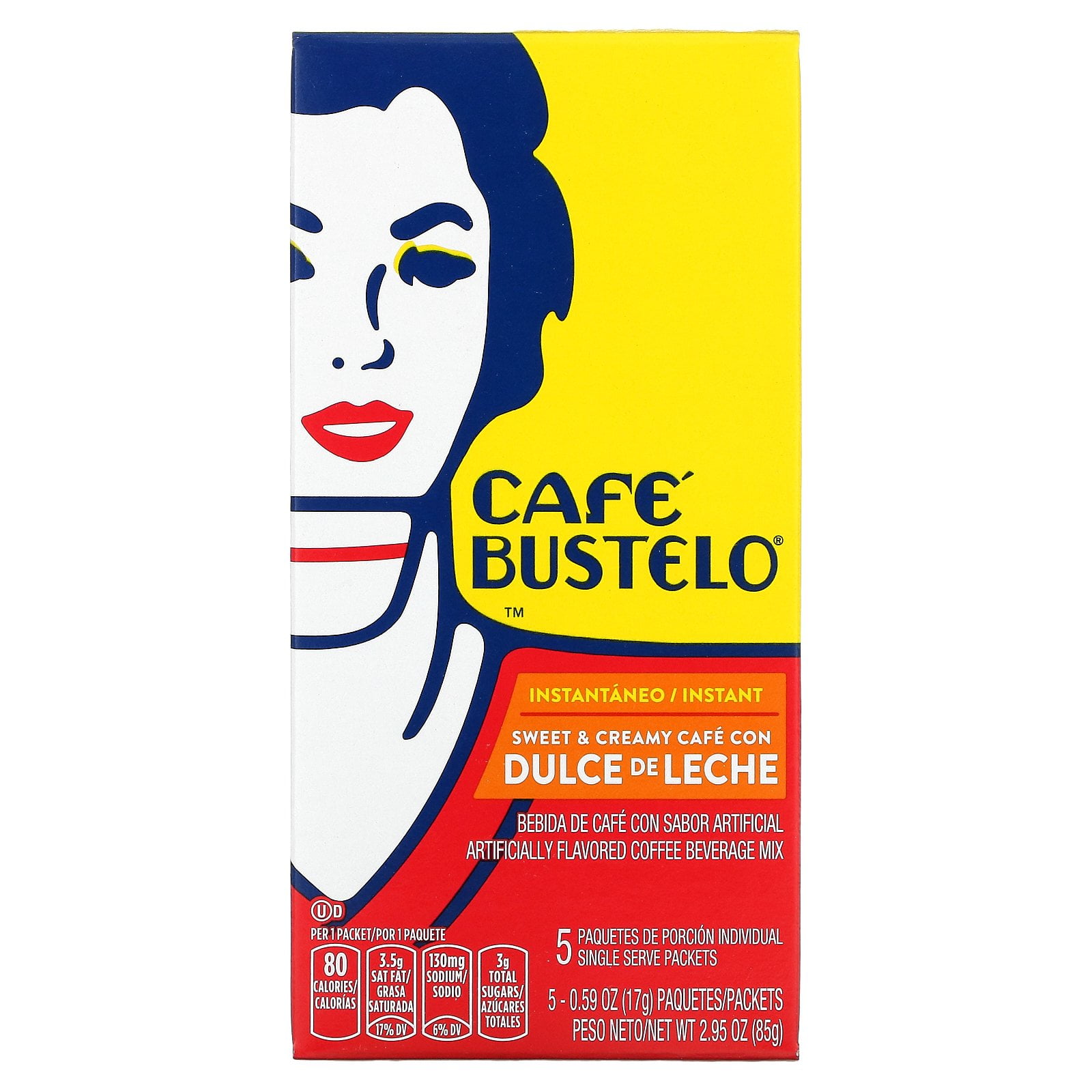 Café Bustelo, Instant Coffee, Dulce De Leche, 5 Packets, 0.59 oz (17 g