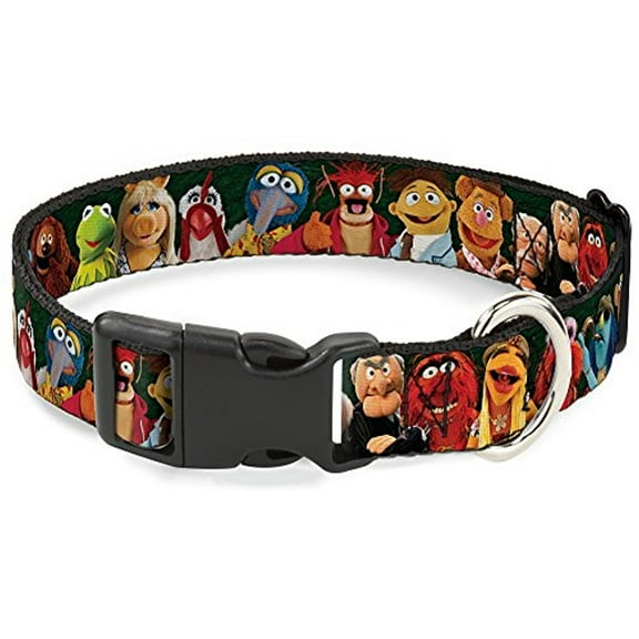 Buckle-Down Muppets 20-Character Group Pose Greens Disney Breakaway Plastic Clip Collar, Narrow-Large