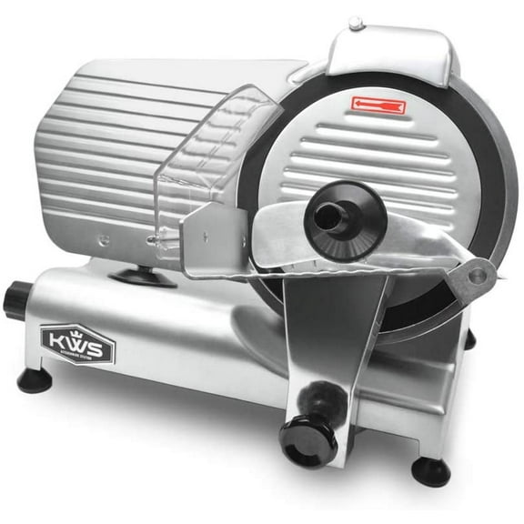 KWS Premium Commercial 320w Electric Meat Slicer 10" with Non-sticky Teflon Blade, Frozen Meat/ Cheese/ Food Slicer Low Noises Commercial and Home Use