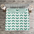 thumbnail image 3 of Ambesonne Chevron Quilted Bedspread Set 3 Pcs, Abstract Zigzag Tribal, King Size, Teal White, 3 of 3