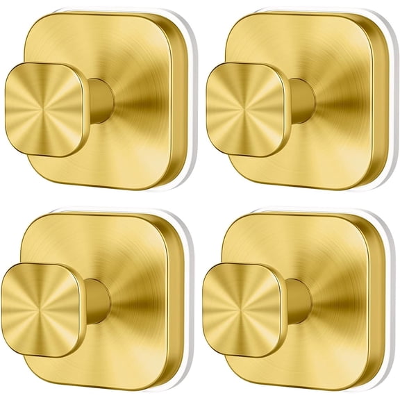 Suction Cup Hooks for Shower,Heavy Duty Shower Hooks for Bathroom Wall,Glass Windows,Smooth Doors to Hang Towels,Robes,Coat,Reusable Suction Cup Wreath Hanger for Christmas Wreaths-Gold(4 Pack)