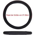 thumbnail image 4 of Universal Car Steering Wheel Cover Steering Wheel Cover Heavy Duty Leather Steering Wheel Cover 38CM / 15 '' Anti Slip Steering Wheel Cover Steering Wheel Protector (Black-Red), 4 of 7