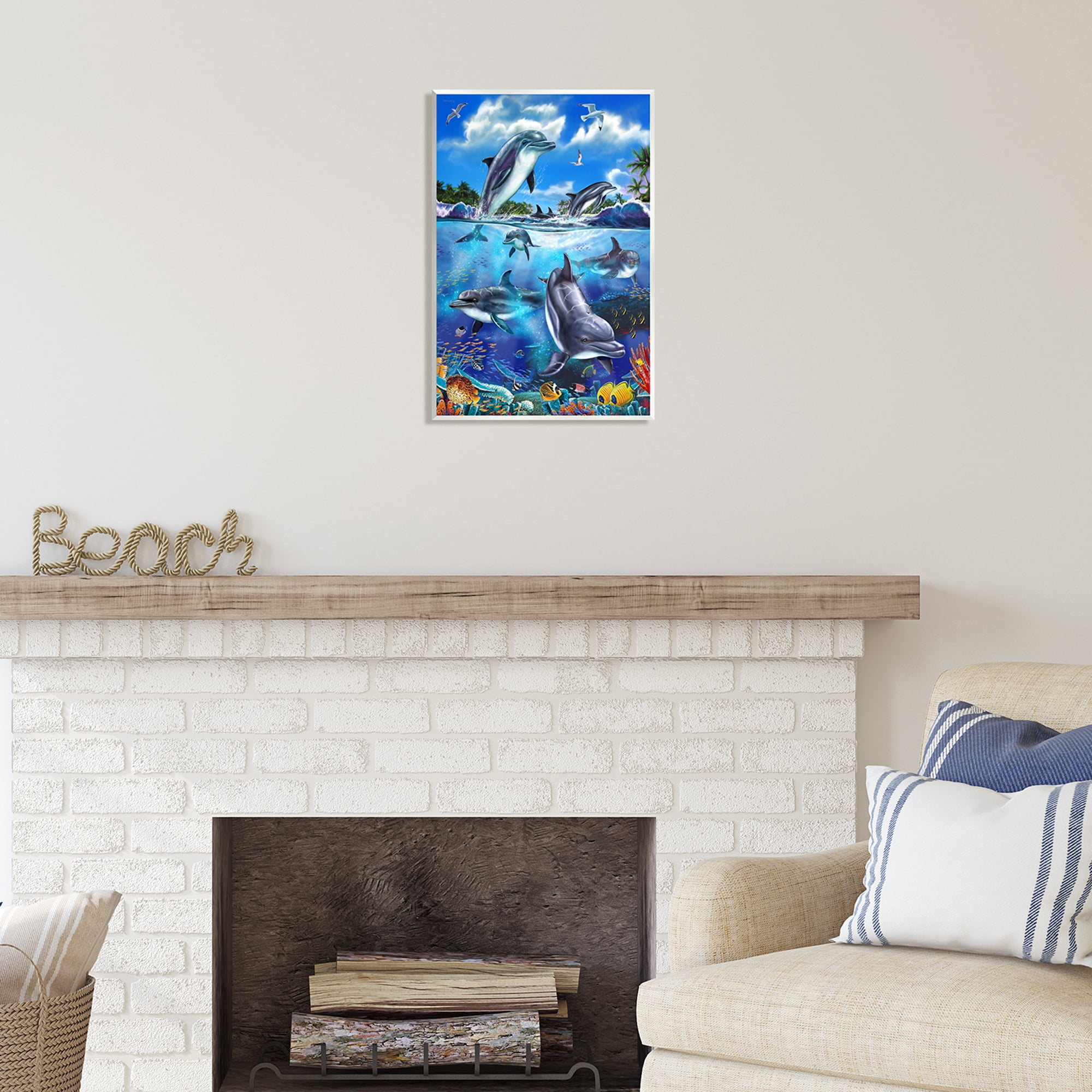 Stupell Industries Underwater Sea Life Scene Coastal Painting Unframed Art Print Wall Art