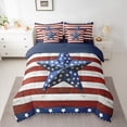 thumbnail image 2 of Homewish Cartoon Blue Stars Bedding Comforter Set 7 Pieces for Kids, Red Stripes Line Full Bedding Set, Vintage American Flag Reversible Fitted Sheet Flat Sheet, Super Cozy Room Decor, 2 of 7