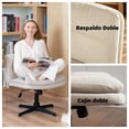 thumbnail image 3 of Silla de Oficina Ergonómica Tapizada en Tela Beige, Altura Ajustable, Respaldo Inclinable 105° y Giro 360°, Base Metálica en Cruz, 3 of 7