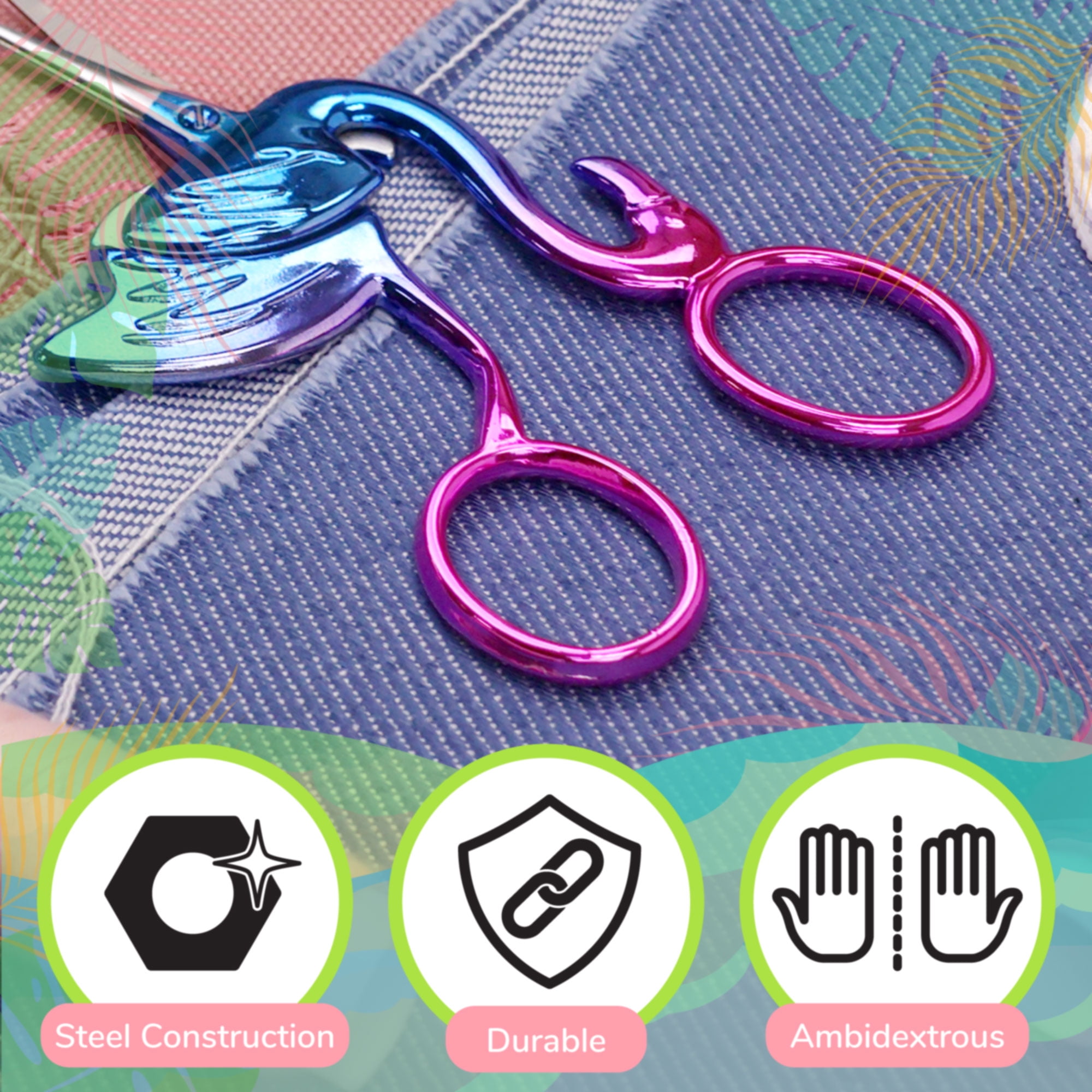 JubileeYarn Flamingo Craft Embroidery Scissors - Pink - 3 Pairs