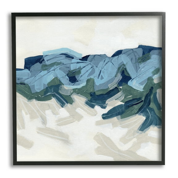 Busy Beach Tide Wave Abstraction Blue Movement Abstract Framed Art Print Wall Art, 17x17