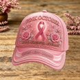thumbnail image 2 of XIAOCHA Women's Embroidered Pink Ribbon Rose Graphic Baseball Cap Breathable Trucker Hats,Pink4, 2 of 4