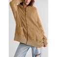 thumbnail image 3 of Solid Color Waffle Knit Textured Hooded Basic Jacket for Women Brown Small, 3 of 5