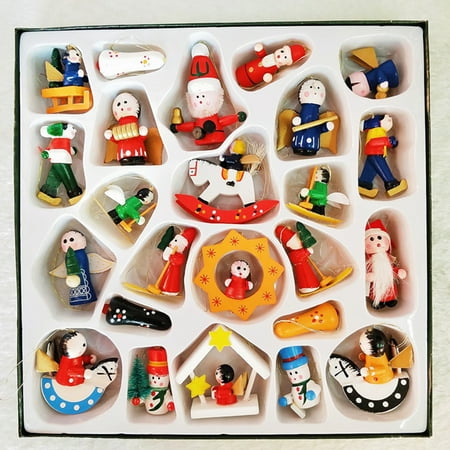 

MQing 1 Box Hanging Ornaments Realistic Looking Anti-deform Wood Cute Small Size Christmas Ornaments for Home