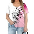thumbnail image 4 of TQWQT Plus Size Tunic Tops for Women Cute Plus Size Blouses 5x Crew Neck Plus Size Tunics Short Sleeve Floral Print Dressy Casual Tshirt 5x Women Plus Size Clothing Pink 2XL, 4 of 5