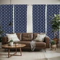 thumbnail image 2 of Ambesonne Geometric Window Curtains, Marine Motifs Aquatic, Each 28" W x 84" L, Dark Blue and White, 2 of 5