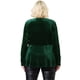 thumbnail image 5 of Women's Plus Size V Neck Tulip Hem Long Sleeve Peplum Velvet Tops Dark Green 2X, 5 of 7