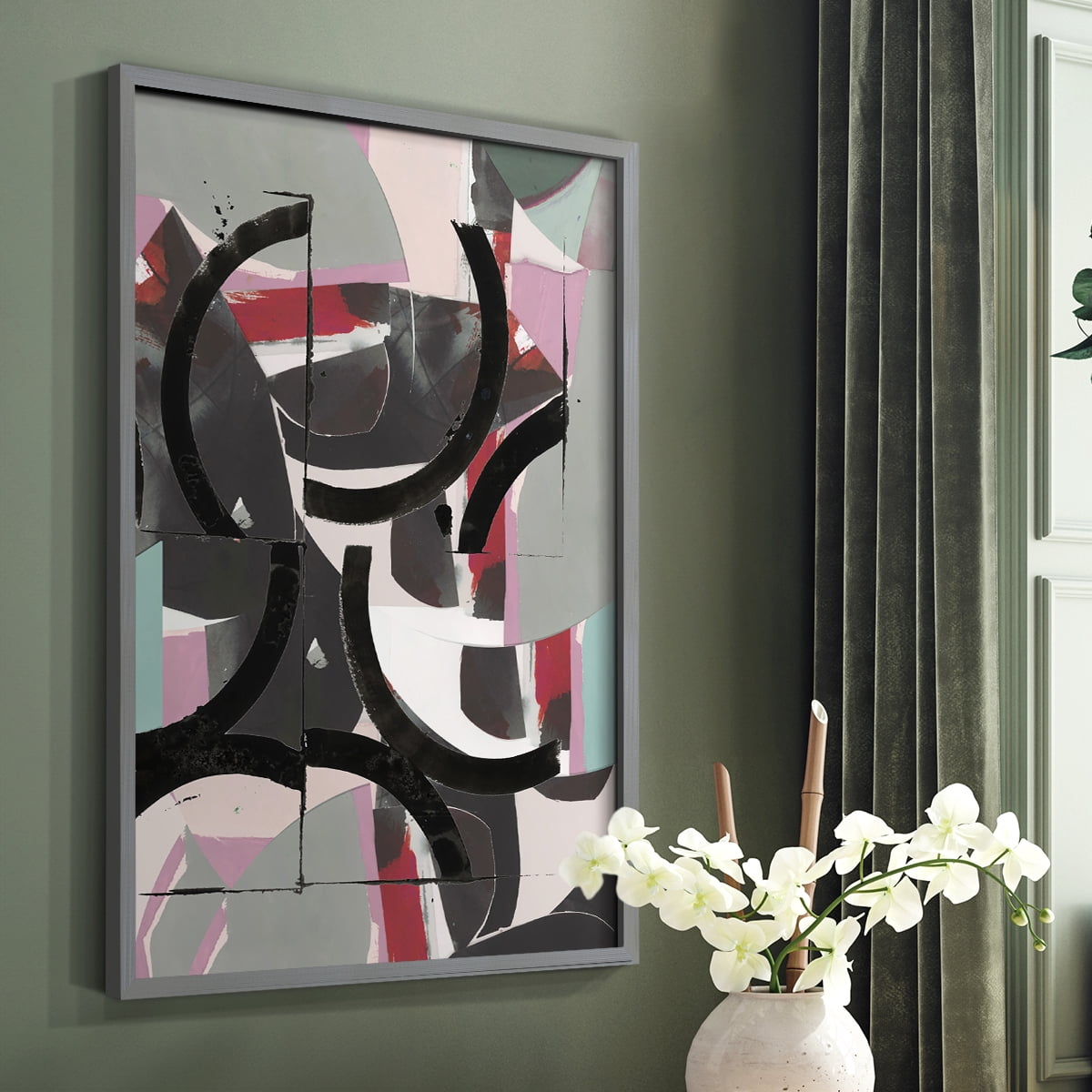 Cartissi Space II Framed Print in Gray Solid Wood Framed Print No Nail Hanging