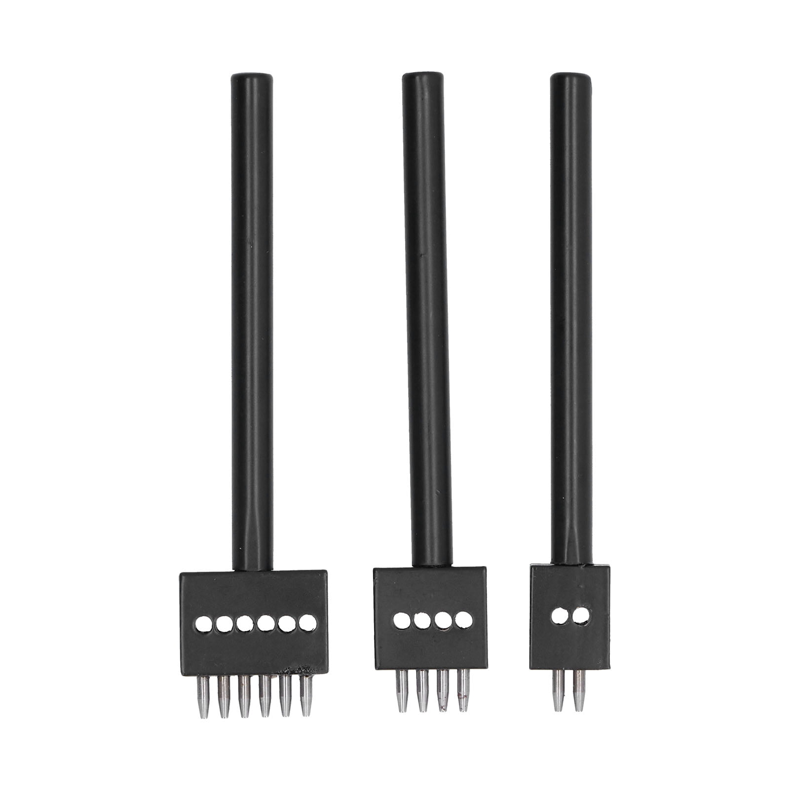 3-Piece Leather Prong Chisel Set - 2, 4, 6 Teeth For Punching Holes In Leather Craft Projects (4mm Pitch)