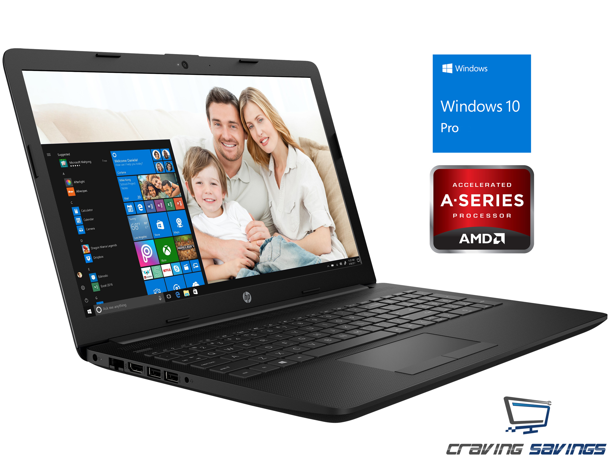 HP Premium 15.6" HD Notebook, AMD DualCore A69225 Upto 3.0GHz, 16GB