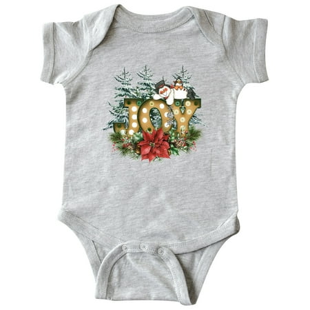 

Inktastic Christmas Joy in Lights with Cute Snowman and Poinsettia Gift Baby Boy or Baby Girl Bodysuit
