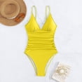 thumbnail image 6 of Sngxgn Women's Swimsuit Tummy Control Bathing Suit Ruffle V Neck Swimwear(Yellow,S), 6 of 6