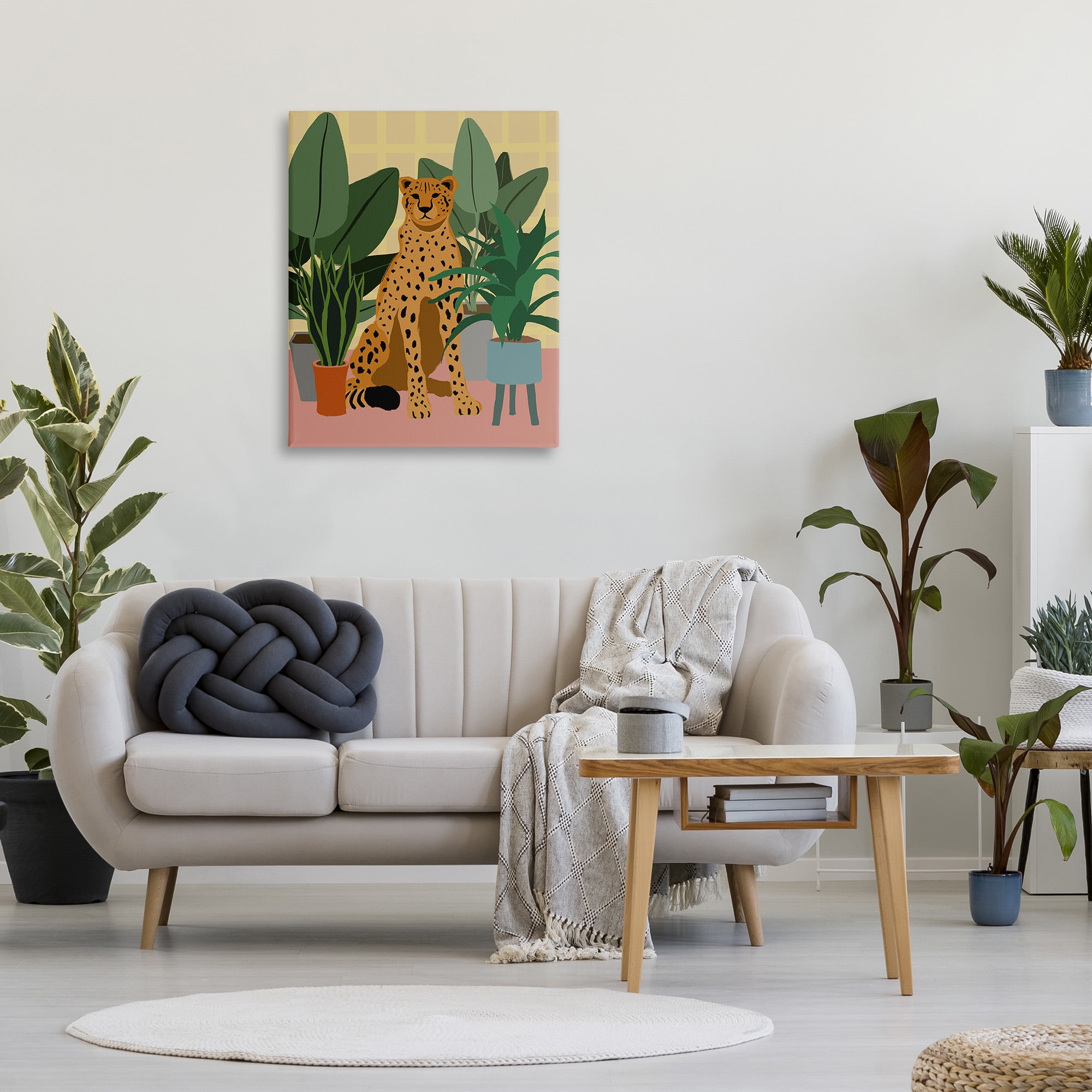Stupell Industries Modern Leopard & Plants Animals & Insects Painting Gallery Wrapped Canvas Art Print Wall Art, 30 x 40