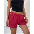 thumbnail image 5 of Rdhnmea Women’s Wide Leg Mesh Shorts Casual Elastic Waist Flap Pocket Shorts, 5 of 9