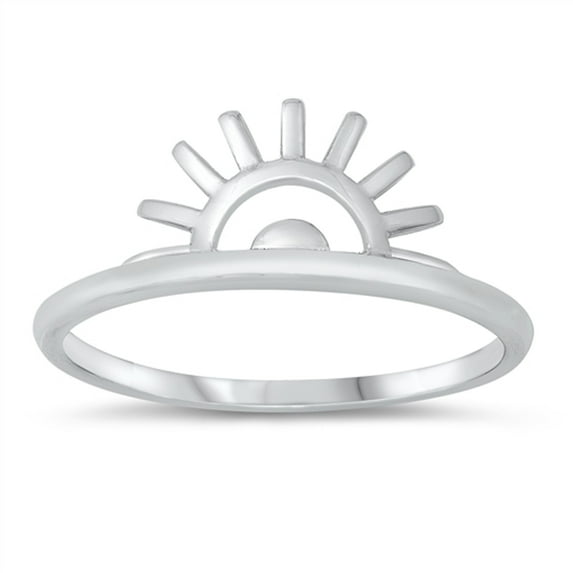 Sunset Sunrise Sun Modern Ring .925 Sterling Silver Band Jewelry Female Male Unisex Size 10