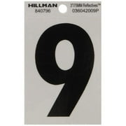 Hillman 840796 Adhesive House Address Number 9, Black and Silver Vinyl, 3-In. - Quantity 6