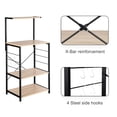 thumbnail image 6 of 4 Tier Standing Baker's Rack, Microwave Oven Stand with 4 Hooks, Coffee Station, Utility Kitchen Storage Shelf for Spices/Pots/Pans (Oak, 23.6"W x 15.7"D x 48.5"H), 6 of 8
