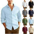 thumbnail image 4 of Men's Textured Shirts Jaclet Long Sleeve Button Down Shacket Fall Solid Color Lapel Shirt Jackets Lightweight Casual Fashion Shirt, 4 of 4