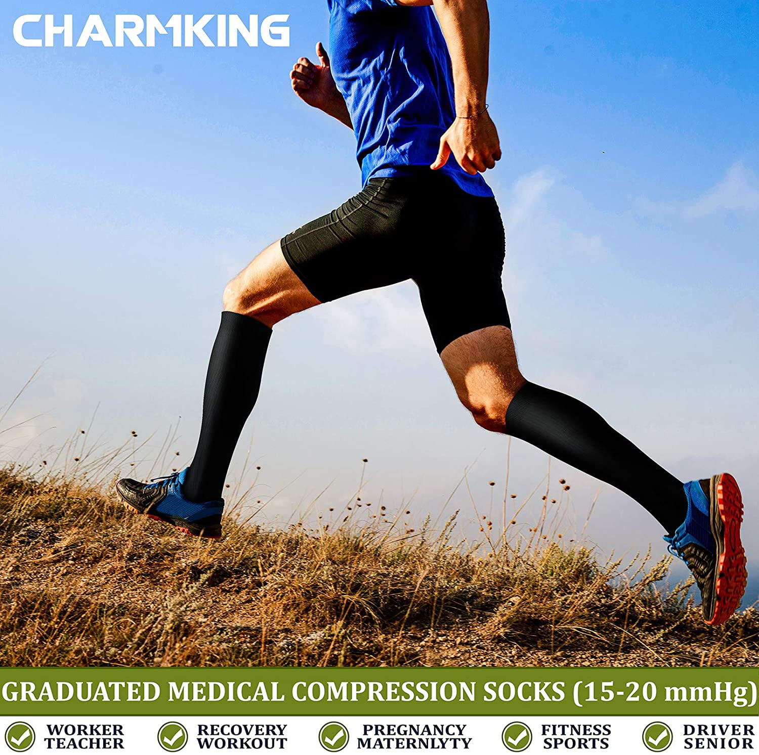 3 Pairs Copper Compression Socks 15-20 mmHg is Best Athletic & Medical for Men & Women Running,Flight,Travel,Nurses 