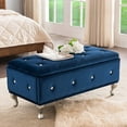 thumbnail image 5 of IN Room Furniture Designs 18" Contemporary Wood and Faux Leather Bench in Blue, 5 of 5