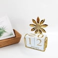 thumbnail image 3 of Vjnyvs Wooden Block Calendar for Desk, Desktop Perpetual Calendar, Modern Metal Sunflower Sculpture Month Date Display Blocks Desk Calendar for Home Office Decor, 3 of 7
