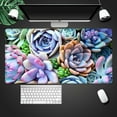thumbnail image 5 of Large Mouse Pad 31.4 x 15.7inches 3mm XXL Extended Gaming Mouse Pad Mat with Non-Slip Base Stitched Mousepad for Computer,Office,Keyboard and Laptop-Colorful Plants Succulents，Waterproof Desk Mat, 5 of 6