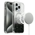 thumbnail image 3 of Designed for Apple iPhone 14 Pro Max Stylish Transparent Bling Glitter Magnetic Circle Compatible with MagSafe Charger Hybrid Slim TPU Phone Case Cover [Silver / Black], 3 of 4
