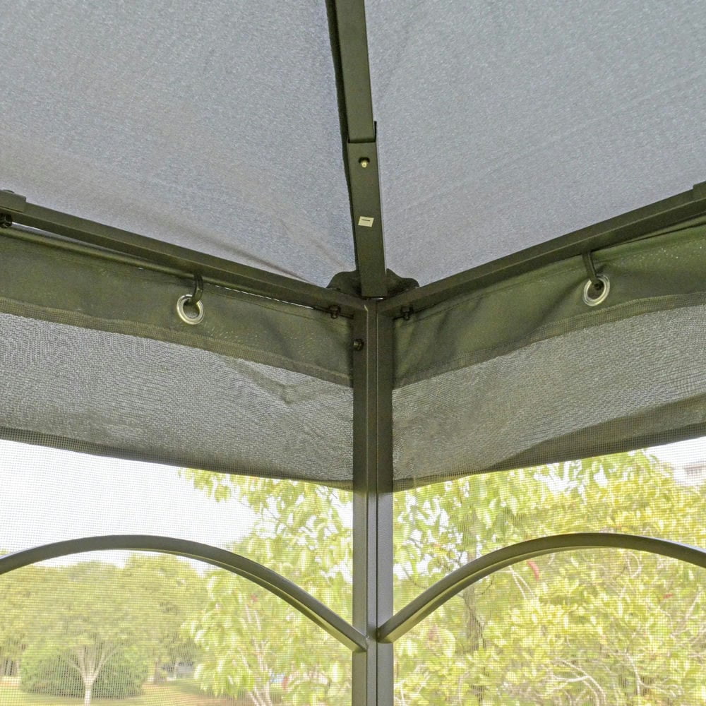 Resenkos Outdoor Garden Gazebo, Sunshade Gazebo Canopy,10' x 10' Double Roof Outdoor Gazebo Canopy Shelter with Netting, Cream White