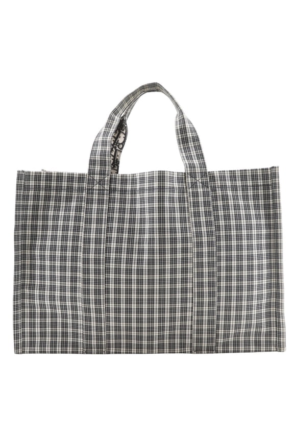 Pre-Owned Christian Dior Tote Bag Handbag Check 50-MA-0169 Cotton Black/White A4 Open for Women