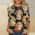 thumbnail image 7 of cocolona Easter Shirts for Women Crew Neck 3/4 Sleeve Bunny T-Shirts Summer Tops Cute Graphic Tees, 7 of 7