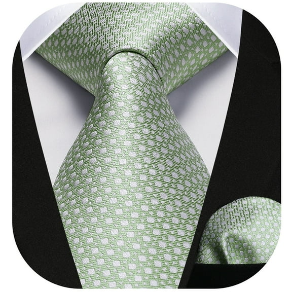 HISDERN Mens Ties Plaid Tie and Pocket Square Set Woven Formal Checkered Neckties & Handkerchief