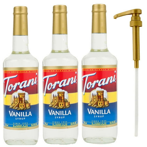 Torani Vanilla Syrup, 25.4 Ounce (3 Pack) Plus 1 Syrup Pump Walmart