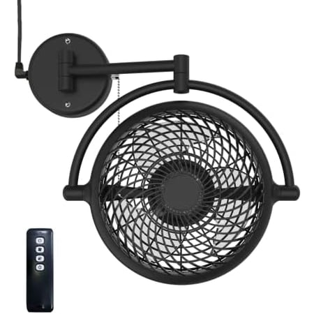Vento VIVI-DC 10 In. Wall Mount Swivel fan with Folding Arm (Black)