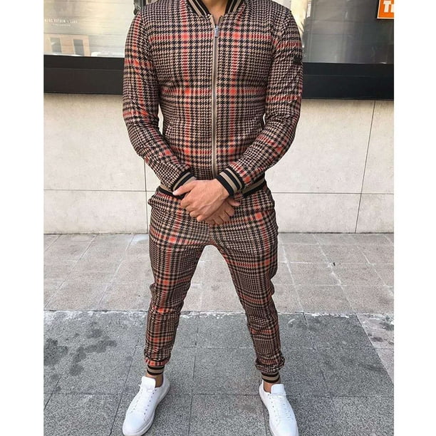 Traje deportivo informal para hombre, chaqueta fina con cremallera y pantalones, traje con estampado 3D para otoño