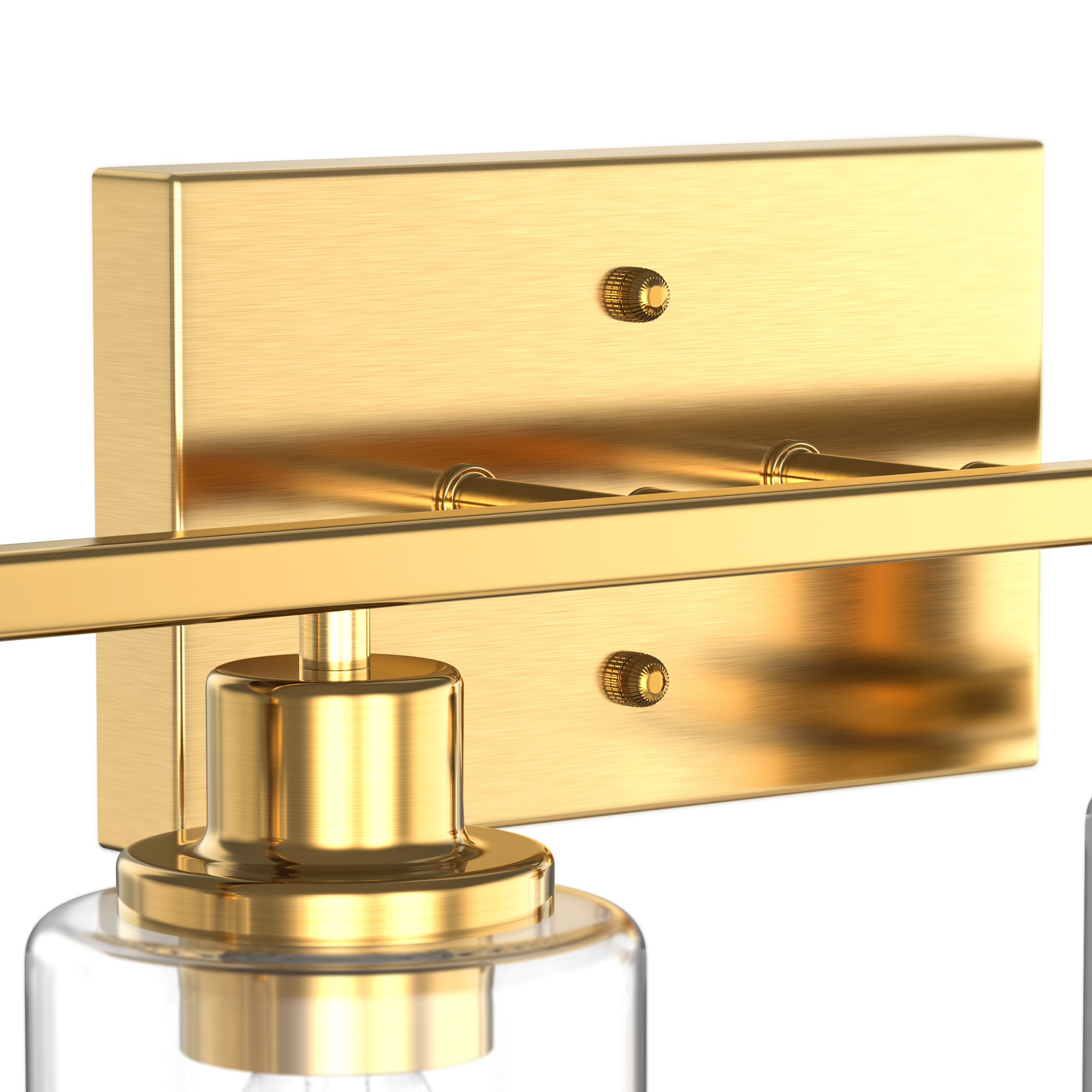 YANSUN 32 in 4-Light Gold Industrial Bathroom Vanity Light with Clear Glass Shades, for Master Bath, Guest Bathroom, Powder Room or Bedroom