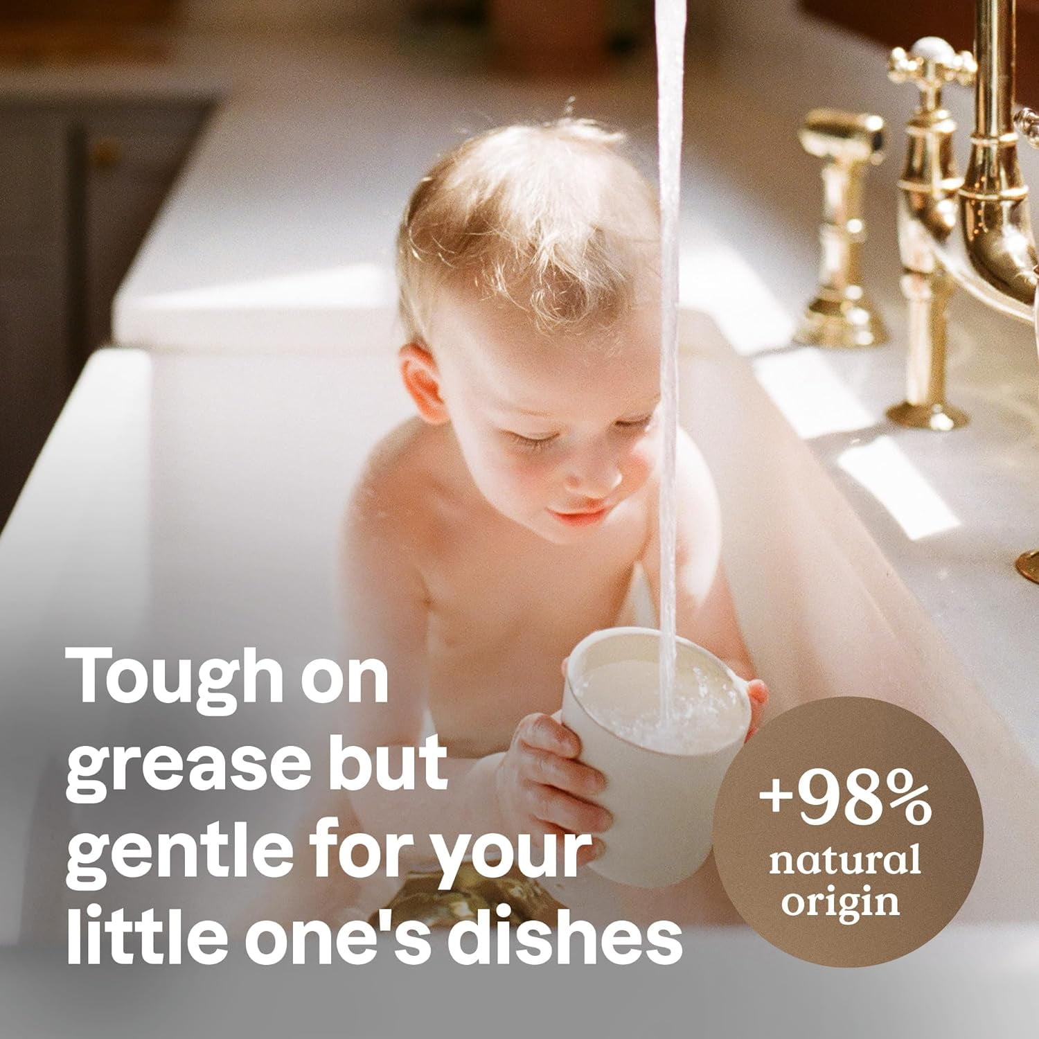 Baby Dish Soap and Bottle Cleaner, EWG Verified Dishwashing Liquid, No Added Dyes or Fragrances, Tough on Milk Residue and Grease, Vegan, Refillable Aluminum Bottle, Unscented, 16 Fl Oz