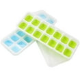 thumbnail image 2 of Ice Cube Tray with Lid, 2 Pack Durable Stackable Ice Cube Trays for Freezer with Removable Lids, Easy-Release Plastic & Silicone Ice Tray for Cocktail, Coffee (Green), 2 of 8