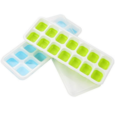 Flexible Ice Ice Covered St Molds With 14 Tray Set Plastic 2Pc Rubber Cubes Kitchen，Dining & Bar Ice Offer