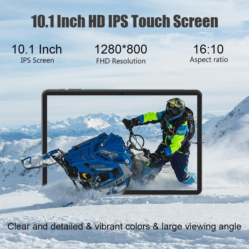 Android Tablet with 2.0GHz Octa-Core CPU 4GB RAM 64GB ROM 1280 X 800 HD Touch Screen 6000mAh Battery, Tablet with GPS 5G WiFi BT Dual Camera for Adult Kids Gifts