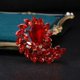 thumbnail image 4 of Broche de traje de hoja roja con diamantes de imitación en forma de marquesa, joyería en tono rojo antiguo, 4 of 5
